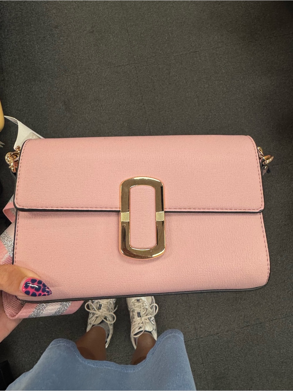 Women’s Pink Crossbody Bag with Gold Hardware